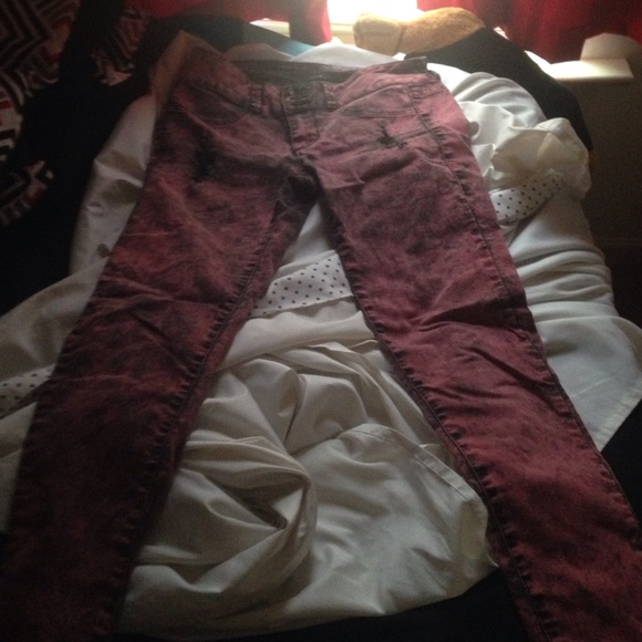 Red/Black Ripped Super Skinny Jeans