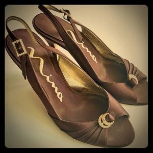 Nina Brown Slingback with crystal embellishments