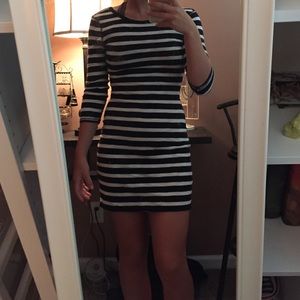 Black and white striped bodycon dress