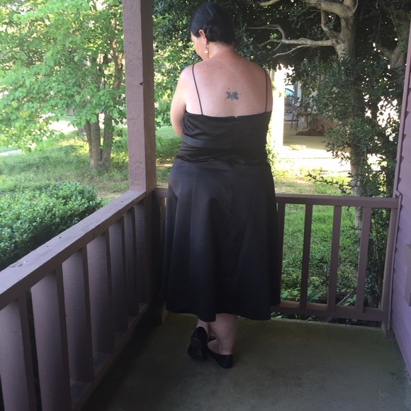 David's Bridal black satin dress - Picture 2 of 4