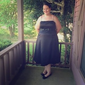 David's Bridal black satin dress