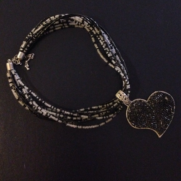 Black Heart Bead Necklace