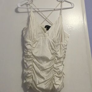 Bebe- White Satin Silk Top