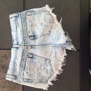 High Waisted acid wash shorts