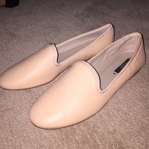 Pink/tan Zara loafer slip ons