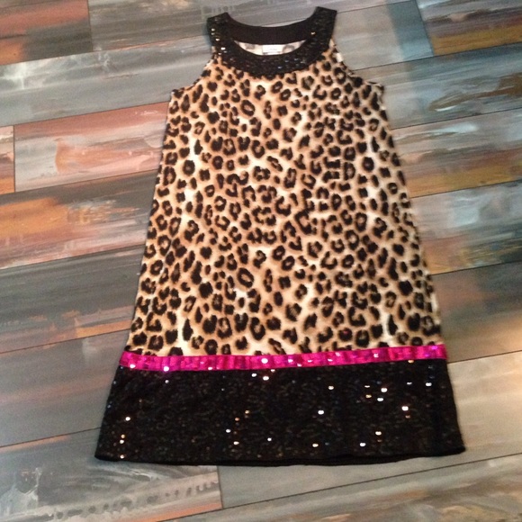 Justice cheetah print dress with sequin trim