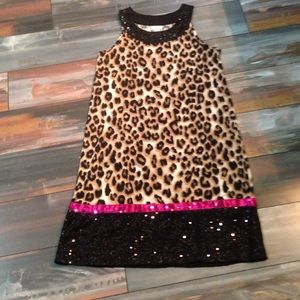 Justice cheetah print dress with sequin trim