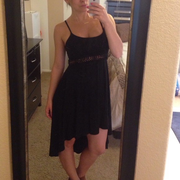 Sexy cotton high low black dress with mid cutout!