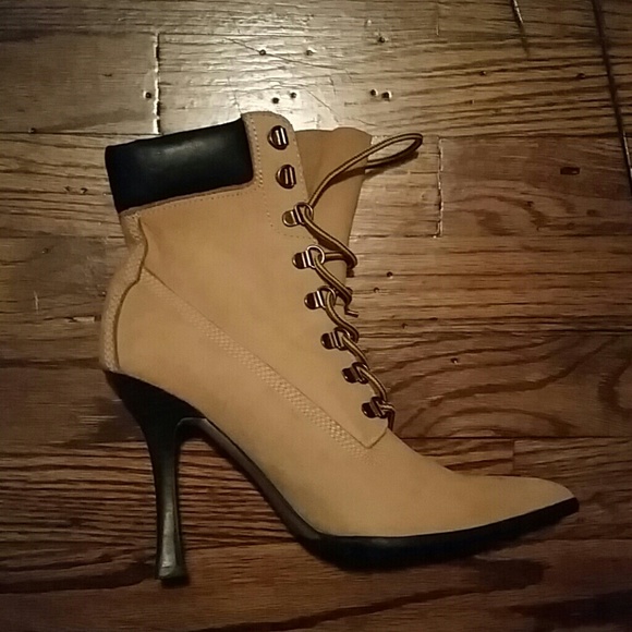 Boots tan colored construction inspired boots