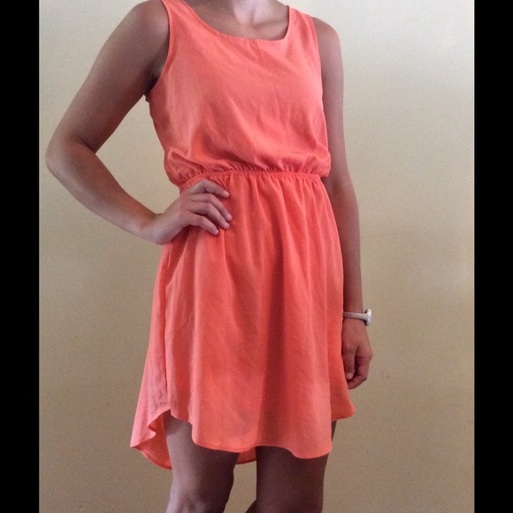 JUST LOWERED THE PRICE! Peach/beige high-low dress