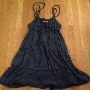 Navy polka dolt boho babydoll dress