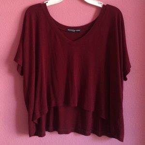 BRANDY MELVILLE Burgundy Cropped V Neck