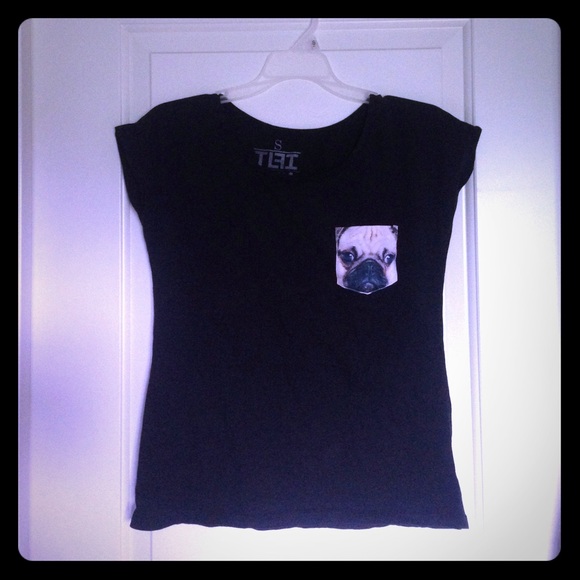 TLFI Unisex Black Pug Pocket Tee