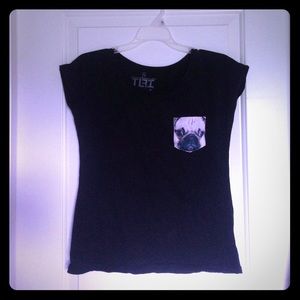 TLFI Unisex Black Pug Pocket Tee