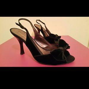BCBG Max Azaria Black Velvet Bow Heels