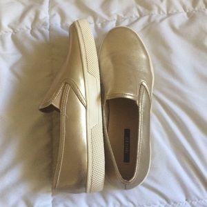 NWOT Gold Slip On Sneakers