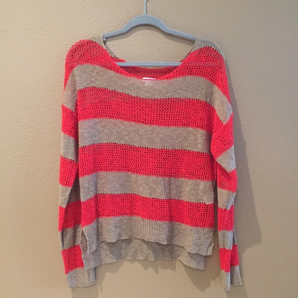 Cream and peach striped sweater