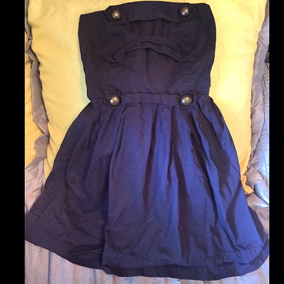 Strapless dark blue dress