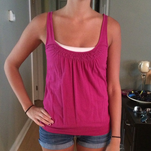 fuchsia, loose fit tank top with elastic bottom - Picture 1 of 4