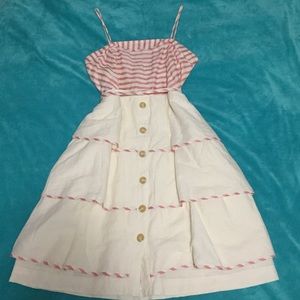 Button up cream and striped dress