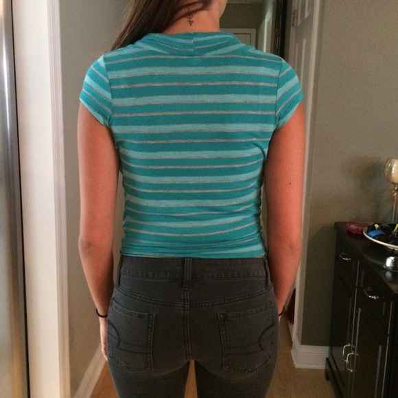 deep cowl neck striped shirt - Picture 2 of 3