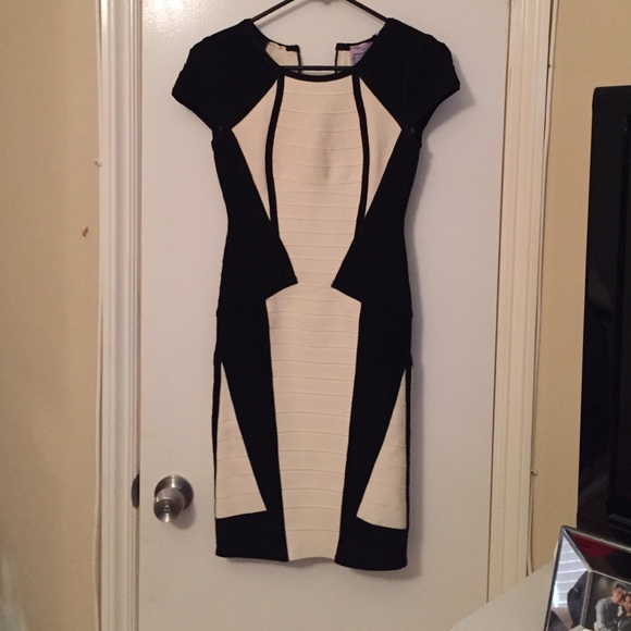Herve leger black and white dress