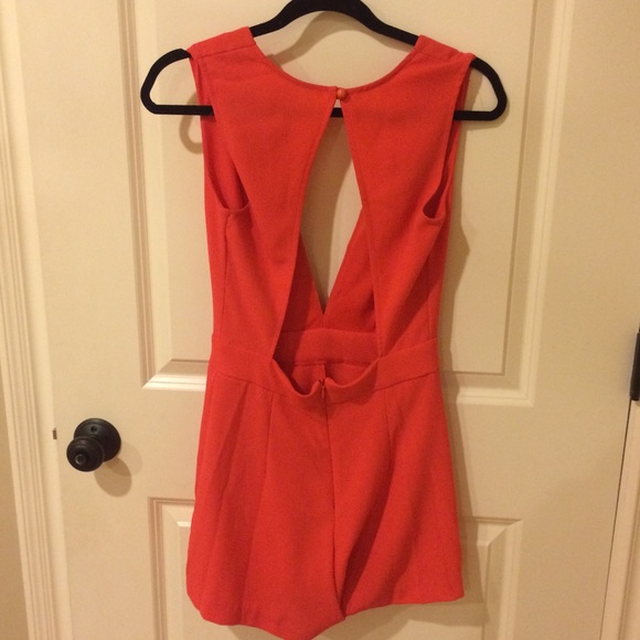Coral Foxy Lady Front Cut-Out Romper - Picture 2 of 4