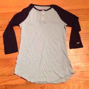 3/4 sleeve baseball tee - navy & light blue