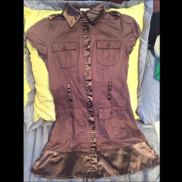 Dark brown button down dress