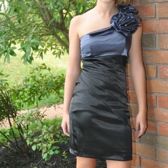 Gray and black dress