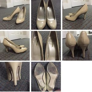 Max studio patent leather nude pumps