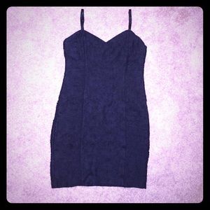 Cute FOREVER 21 fitted black dress- Eyelet design!