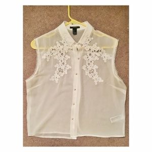 Chiffon top with pretty cut out decal detailing