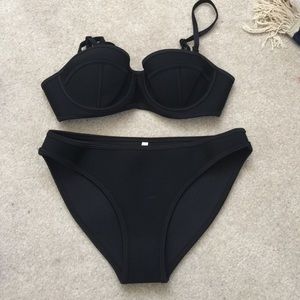 Black neoprene bikini