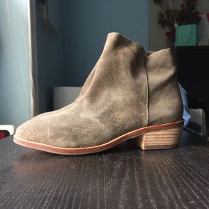 Maiden Lane Dark Taupe Suede Booties BNWOT