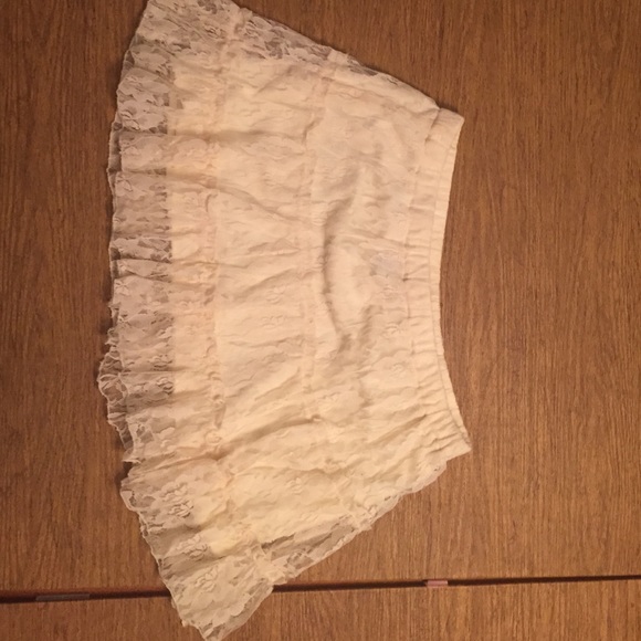 Layered, ivory lace skirt.