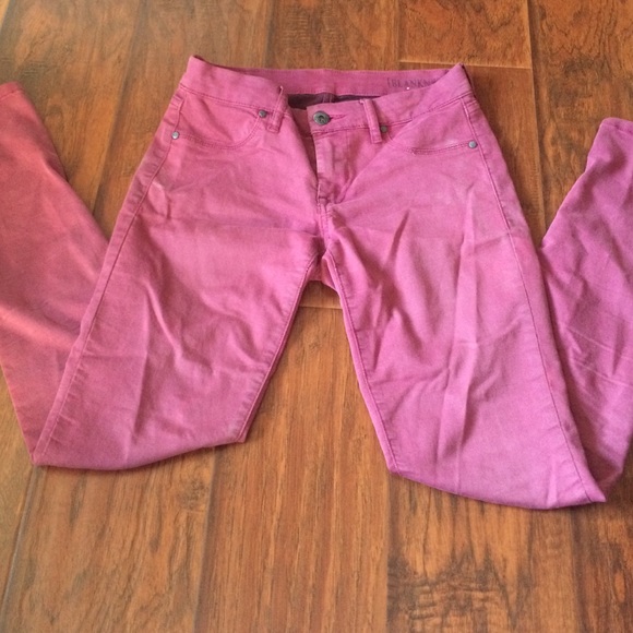 Wine colored skinny jeans