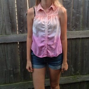 Button-down Collared Multicolored Tank Top