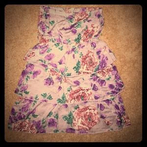 Gray/purple floral, tiered, empire-waist dress!