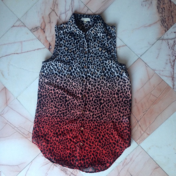Red Ombré leopard high low top