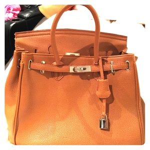 Camel handbag with Lock and key (Birkin inspired)