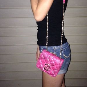 Pink & Black Leather Purse