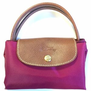 LONGCHAMP Fuchsia Nylon 'Le Pliage' Mini Tote Bag