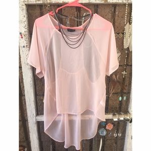 Topshop Sheer Pink Blouse