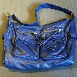 Blue faux leather purse