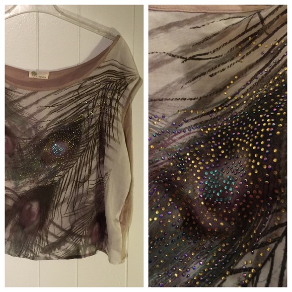 Treebarn  Tops - Sparkly Sheer Front Top M/L