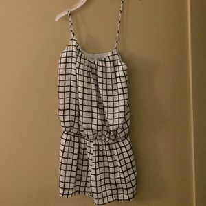 Grid print romper