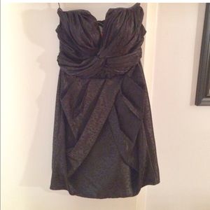 Black leopard print satin dress