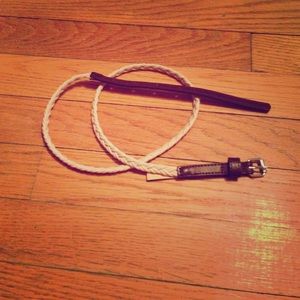 Brown leather & cream rope belt