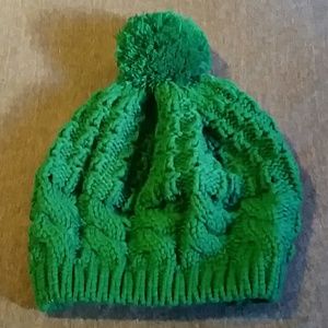 Knit green beanie